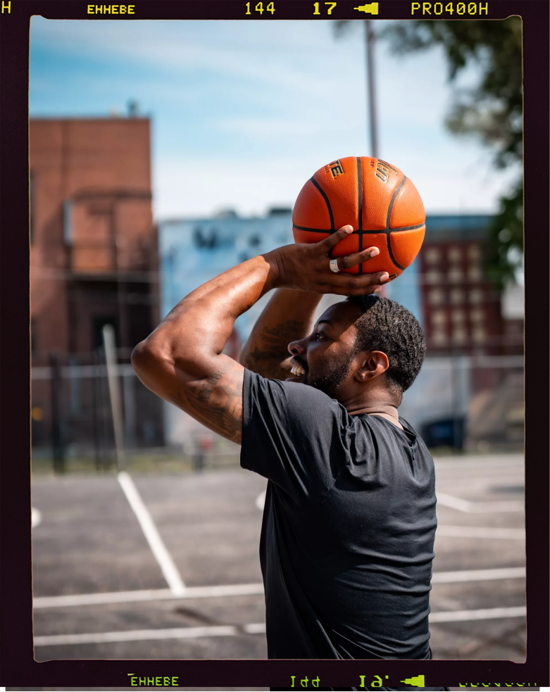 Josh Jones with a basketball
